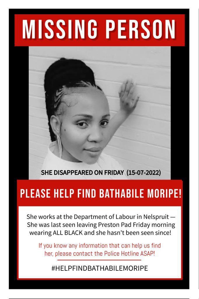 BoetMuzzie's tweet photo. She has 3 kids and her family they don’t know where she is since Friday.

📍Nelspruit , please share and save a life🥺 https://t.co/jRH8oF3zR9