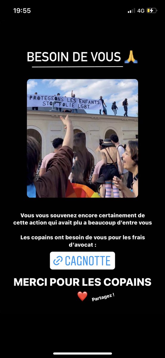 superaussiee's tweet photo. 🇫🇷🔴 BESOIN DE VOUS 🔴🇫🇷

Vous vous souvenez de cette action ?

Voici une cagnotte pour les frais d’avocat : https://t.co/FwUtAzuNkm

MERCI !!!! ❤️❤️❤️❤️❤️❤️

#Bordeaux #gaypride #gaypridebordeaux https://t.co/BSWZe9N7y1