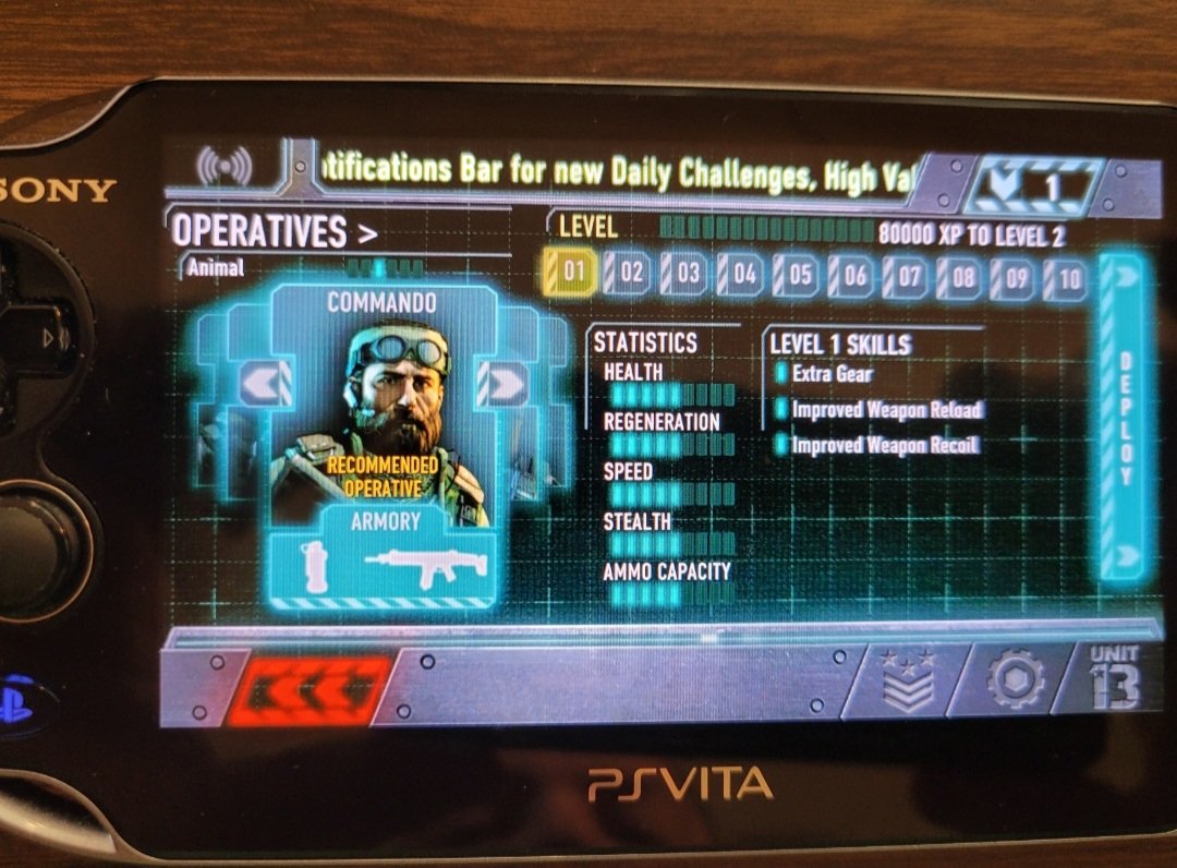 SNES_is_Life's tweet photo. While digging for another #psvita game to play and having enjoyed killzone mercenaries I'm starting #Unit13 I can immediatley see it isnt as polished as KZ but after the initial training mission im looking forwsrd to the play. Any of you ever gone through this one? https://t.co/TQoxXuc7Dr