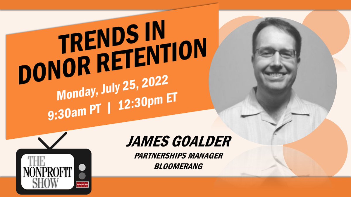We're thrilled that our own James Goalder will be a guest on the <a href="/Nonprofit_Show/">The Nonprofit Show</a> next Monday. Co-hosts <a href="/JuliaCPatrick/">Julia C Patrick</a> &amp; <a href="/JarrettRansom1/">Jarrett Ransom</a> invited him to discuss trends in donor retention. You can register to watch the live 30-minute show at bit.ly/TheNonprofitSh… #TheNonprofitShow