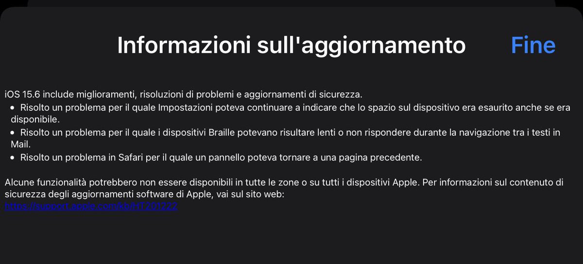I0eTEch's tweet photo. iOS 15.6 disponibile al #download https://t.co/gV0m3hBDiw