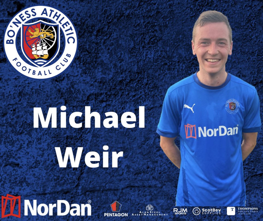 * MICHAEL WEIR *

The Club is delighted to announce the signing of midfielder, Mikey Weir.

Mikey joins from last season’s East of Scotland Amateur Cup winners (incl Man of the Match) and Scottish Amateur Cup finalists, Fallin AFC. Mikey has also represented Scotland Amateur FA.
