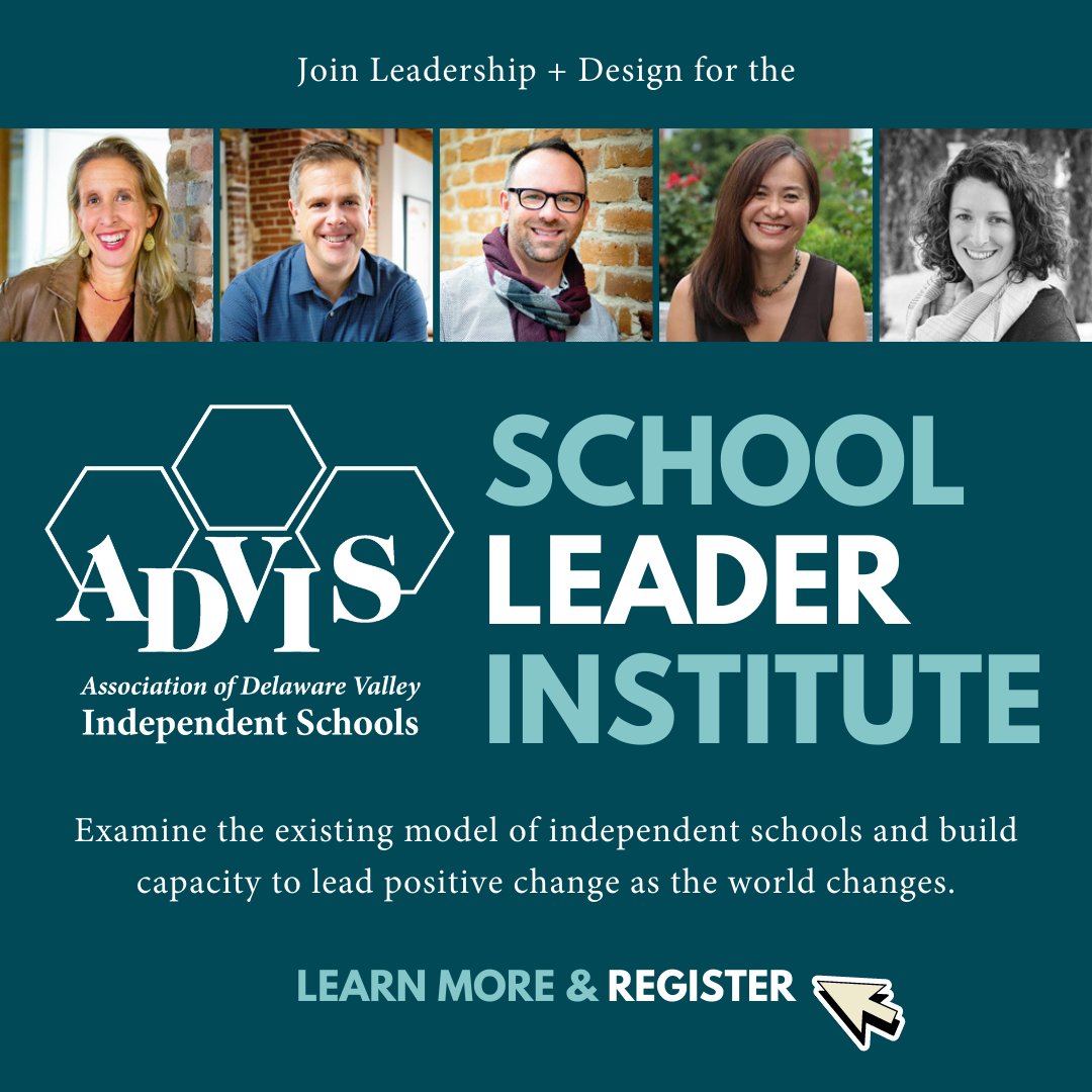 We are excited to partner with <a href="/leadanddesign/">Leadership+Design</a> for the inaugural School Leader Institute!
Over the course of next year, participants will build their leadership vocabulary, find a cohort of trusted colleagues, and get ready for the next step in leadership.

advis.org/2022SchoolLead…