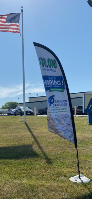 Check out these now hiring Feather Flags we just did for Papillion Sanitation!