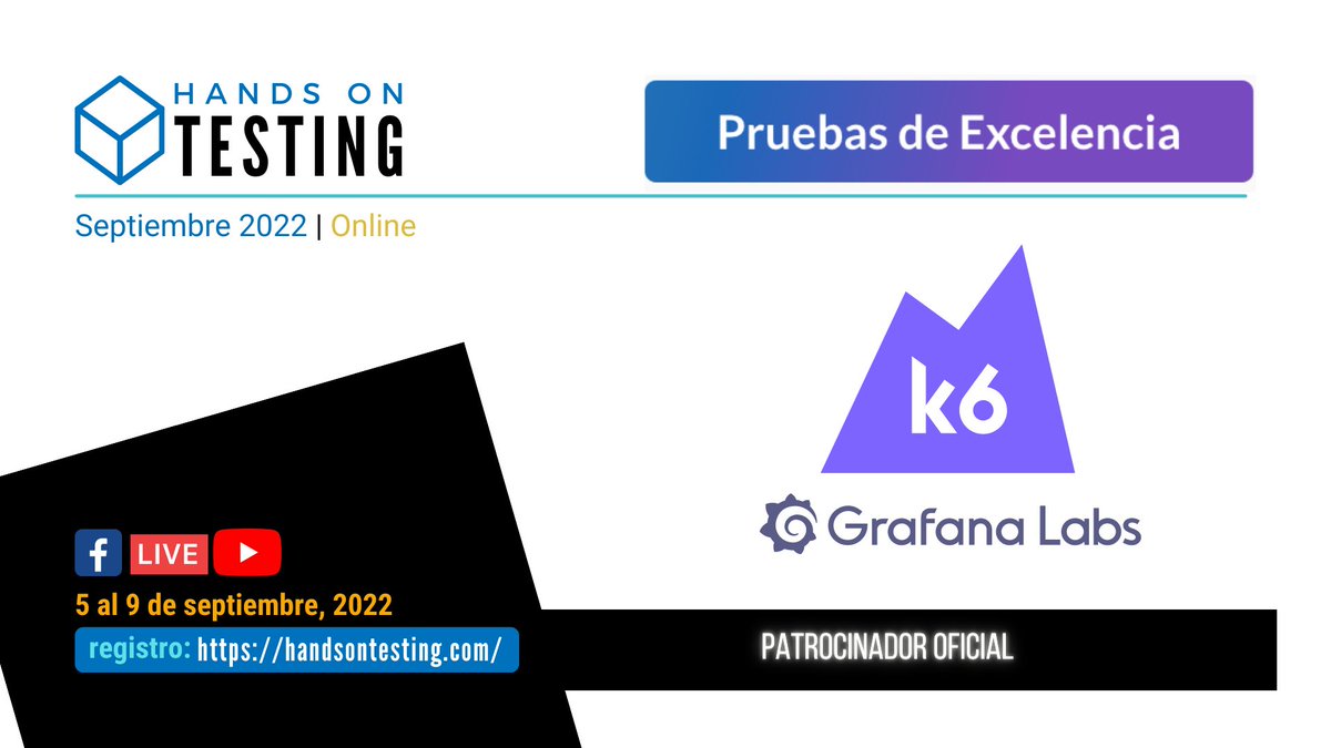 handsontesting's tweet photo. Se acerca #HandsOnTesting2022 y queremos dar Gracias a @k6_io por ser patrocinador de este gran #evento.
Registrate para entrar en la rifa de regalos:
https://t.co/t9qMhsAqIB
#qa #testware #softwaretesting #conference #tester #networking https://t.co/mVo0QkJf67