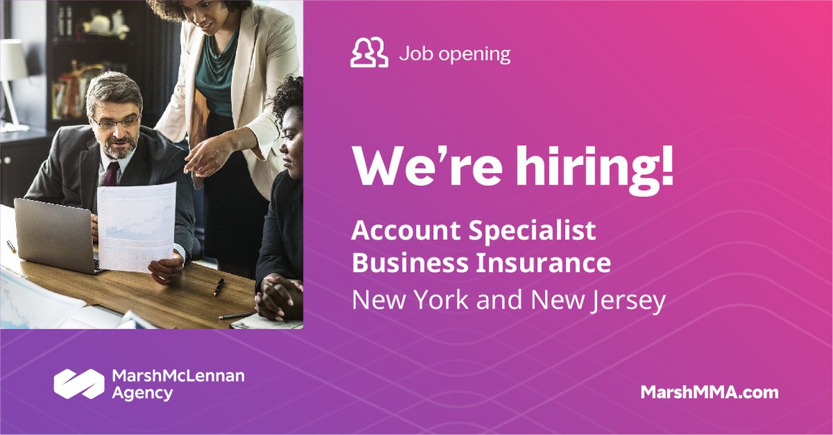 ev5757's tweet photo. I am excited to share this open role as an Account Specialist on the Business Insurance #team!  Come join the MMA team and advance your career! https://t.co/3ikdydEl7j https://t.co/bNvbi8Pvat