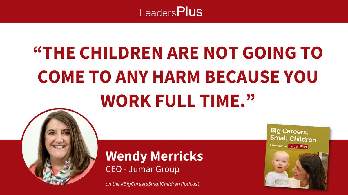 Leaders_Plus's tweet image. "Your children are not going to come to any harm because you work full time." @JumarTechnology founder and CEO Wendy Merricks talks progressing her ambitious career on the Big Careers, Small Children podcast. 
🎙Listen now: buff.ly/3ocGRwj 
#WomenInTech #WorkingParents