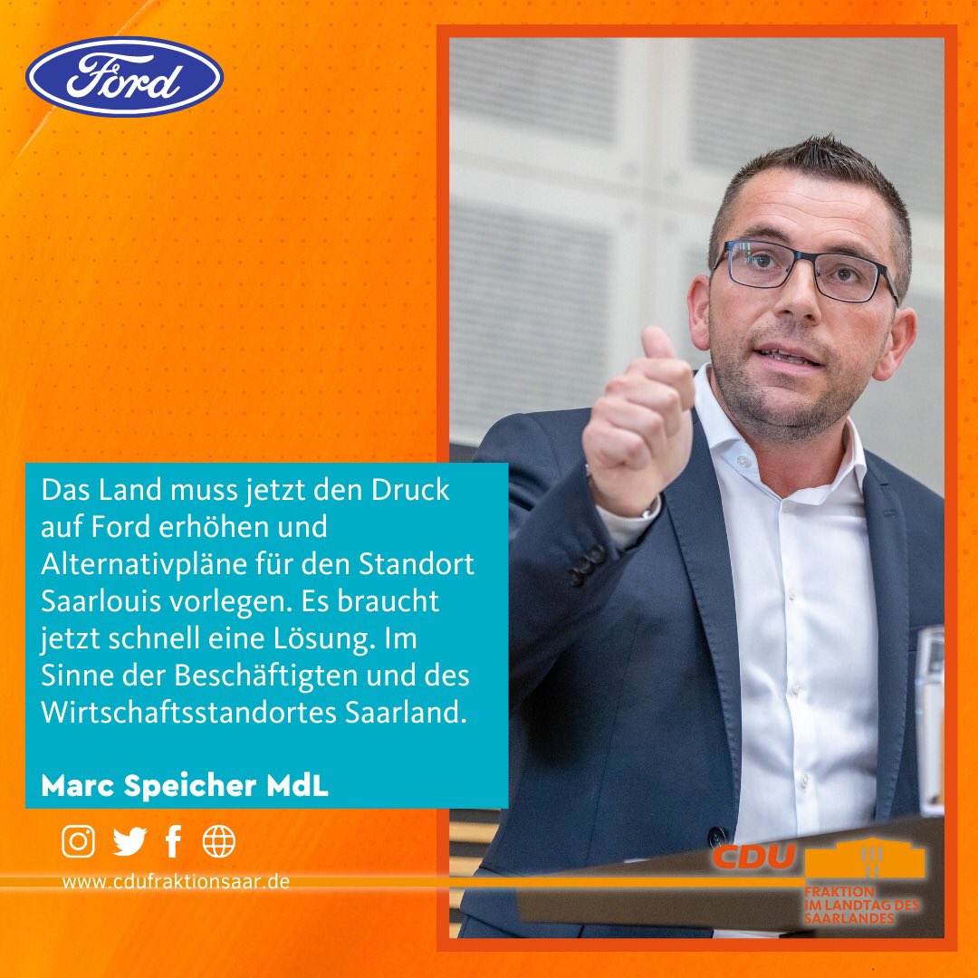 MarcSpeicher's tweet photo. Die Landesregierung muss #Ford Feuer machen, indem sie jetzt ihre angekündigten alternativen Pläne für #Saarlouis offenlegt. Die Pläne müssen jetzt auf den Tisch und konkret benannt werden! Das haben die über 6.000 Beschäftigten und alle Saarländerinnen und Saarländer verdient. https://t.co/gK0G2rzZxB