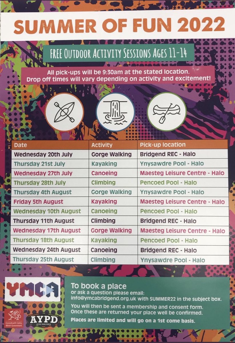 No need for our <a href="/MaestegSchool/">Maesteg School</a> pupils to get bored over the six weeks of the Summer holiday. Some exciting opportunities here  - but places are limited so please book in advance! Enjoy!