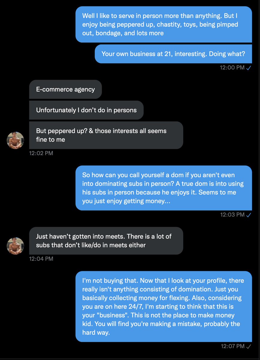 chastesub69's tweet photo. Another phony dom just trying to make a quick buck @musclegoddd. Seriously subs, learn the difference between serving a com model and an actual dom. Smh...

#findom https://t.co/9kqJlGLiNg