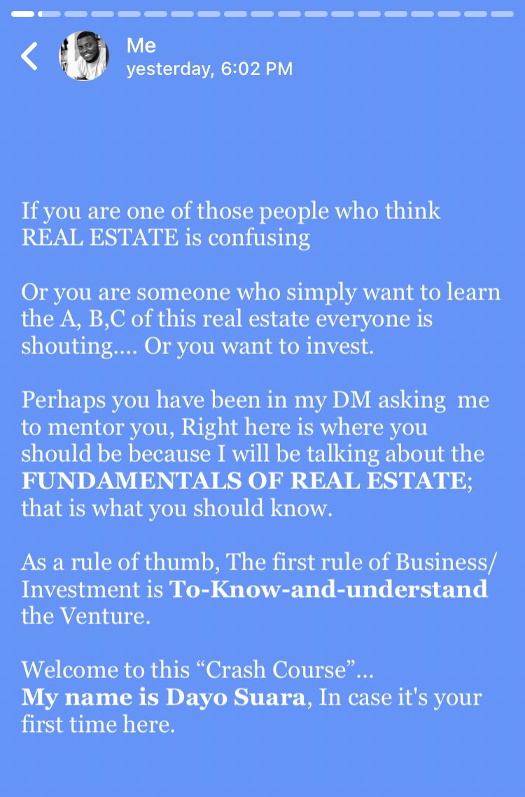 Dayo_TheRealtor's tweet photo. Yesterday, through my #EduThread series, I discussed
THE FUNDAMENTAL OF REAL ESTATE via @wa_status to help just about anyone understand How To Start Real Estate.
♻️Kindly Retweet
#RealEstate #investing Portable #landbanking #Lagos #Ibadan #Abuja Arewa Abiola Chemical https://t.co/lpcKKdNhpp
