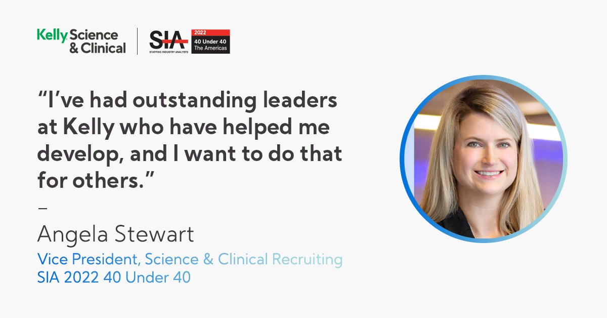KellySciEngTech's tweet image. After earning a degree in biology from @UNC, Angela's passion for science and helping others led her to a career as a scientific recruiter at Kelly.

With that passion burning bright as ever, she is now among @SIAnalysts’ #40Under40! #ExpertsHiringExperts ow.ly/FqNC50K0umR