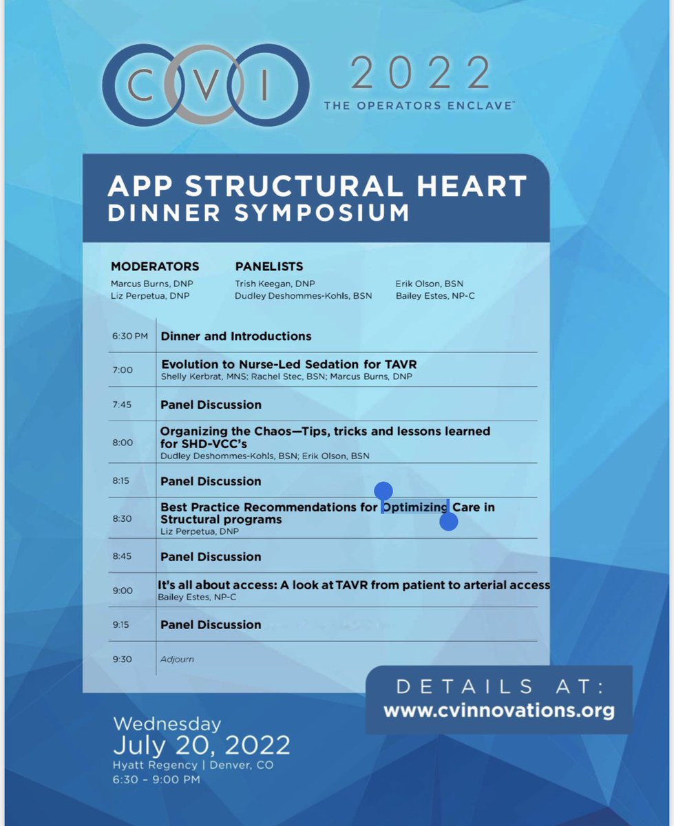 📣📣📣🚨🚨🚨⬇️⬇️⬇️ #CVI2022 
#structural #heart #APPs #NP #PA #RN #valve #coordinators 2 symposiums starting tonight come learn and network w/ @LizPerpetua @tricianp @baileyannRN et al. #valvedisease #VHD #cvVHD #heartteam #cathlab #transcatheter