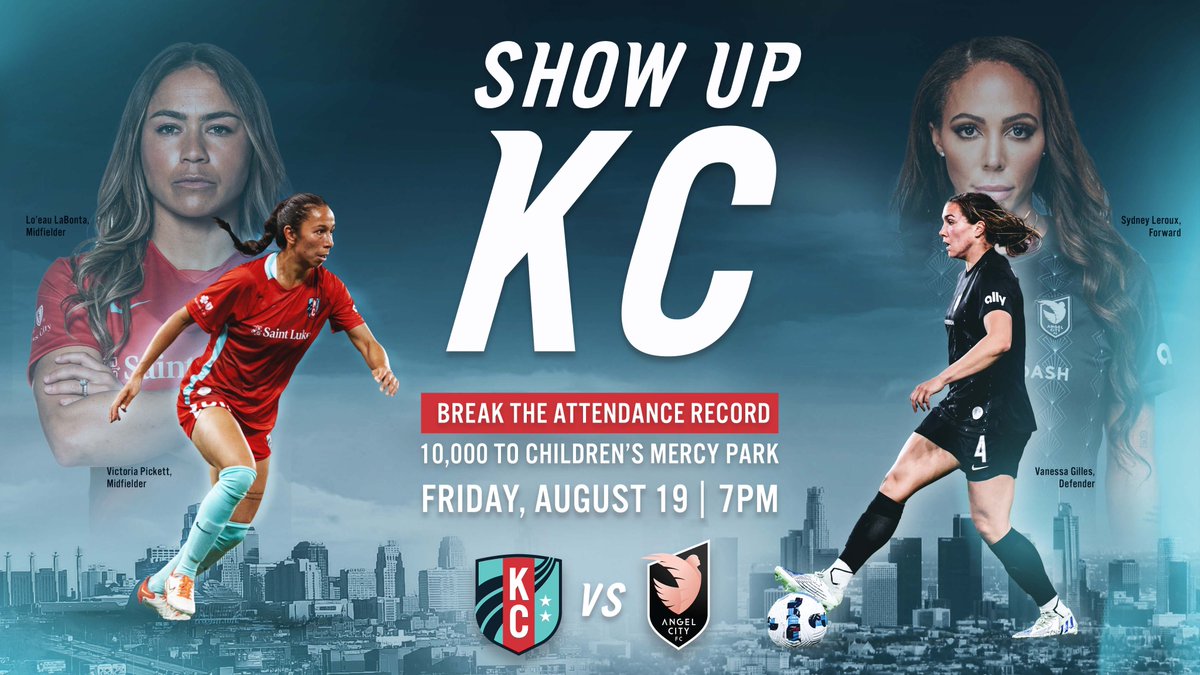 #ShowUpKC vs @weareangelcity 💧 The attendance record to beat is 7,954 and we need YOU to show up to reach 10K 📈 BUY TIX 🎟️: bit.ly/3zleUZD