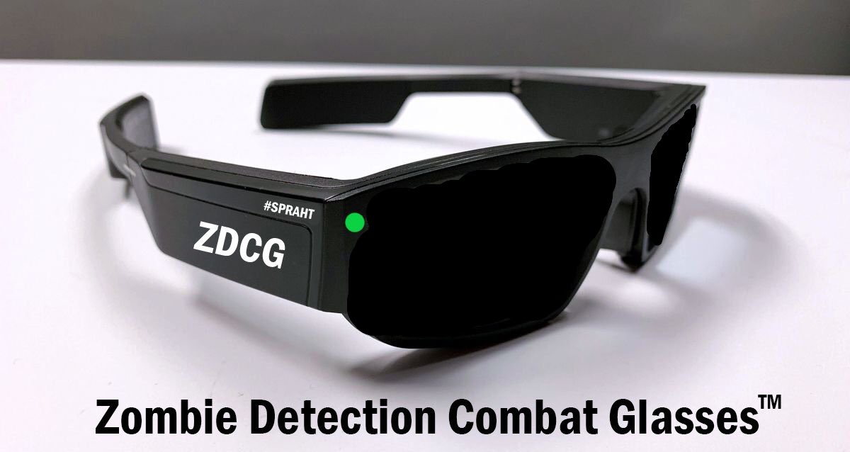 @FartyCheddarCat @fozzy_bear A close up of the Zombie Detection Combat Glasses (#ZDCG) — When the light is green, no Zoms. When the light is red, Zoms ahead and kill them dead! #ZSHQ 🐾 — Hazel and Remy