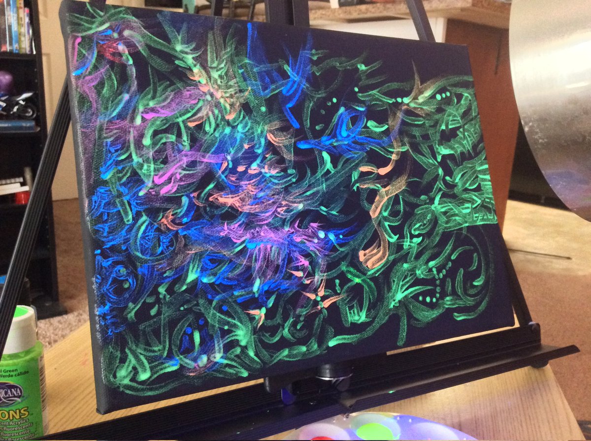 life404error's tweet photo. Random neon acrylic painting I had done awhile back. I wish I had the patience to paint with acrylics. Paint takes time to dry. Lol https://t.co/mN9Cw6jOGe