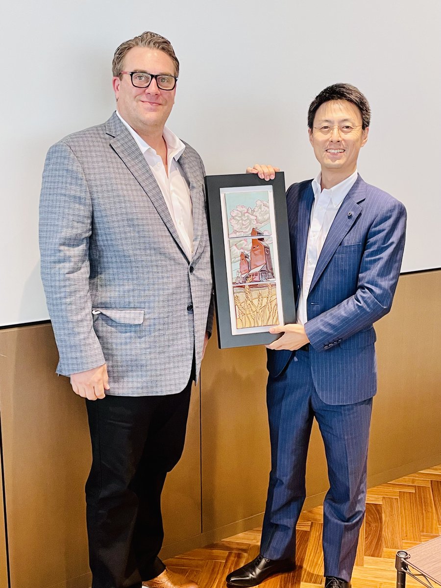 PrairieCleanEn's tweet photo. Trevor Thomas, PCE Founder &amp; CRO, meeting with Yosuke Kiminami, Founder &amp; CEO of RENOVA Inc., Japan’s largest renewable energy developer. Thank you to Yosuke Kiminami and his team for their incredible hospitality and meetings with us in Tokyo this week. https://t.co/xiajVidk1H