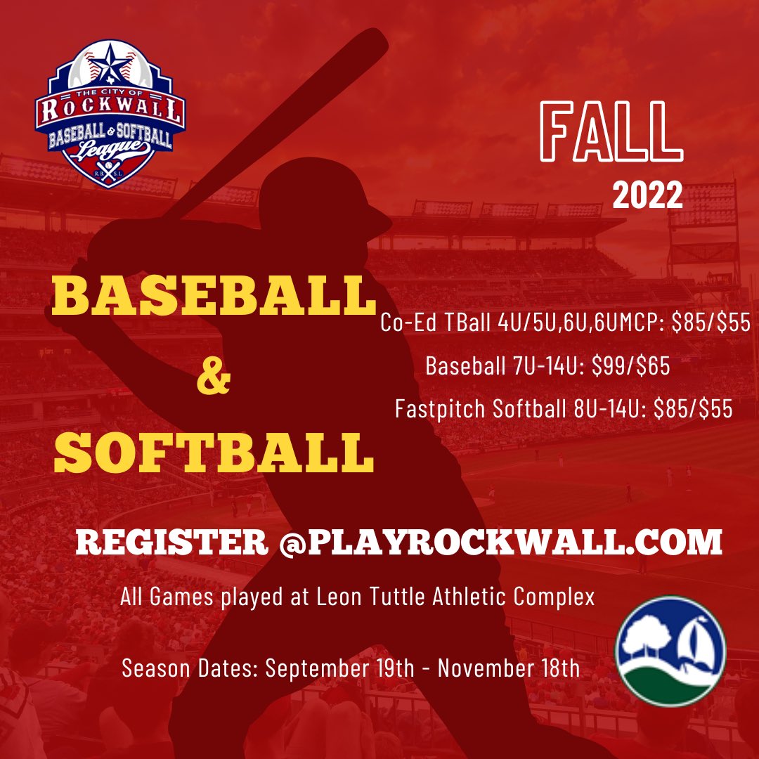 Fall 2022 Baseball &amp; Softball Registration is now open! teamsideline.com/sites/rockwall…