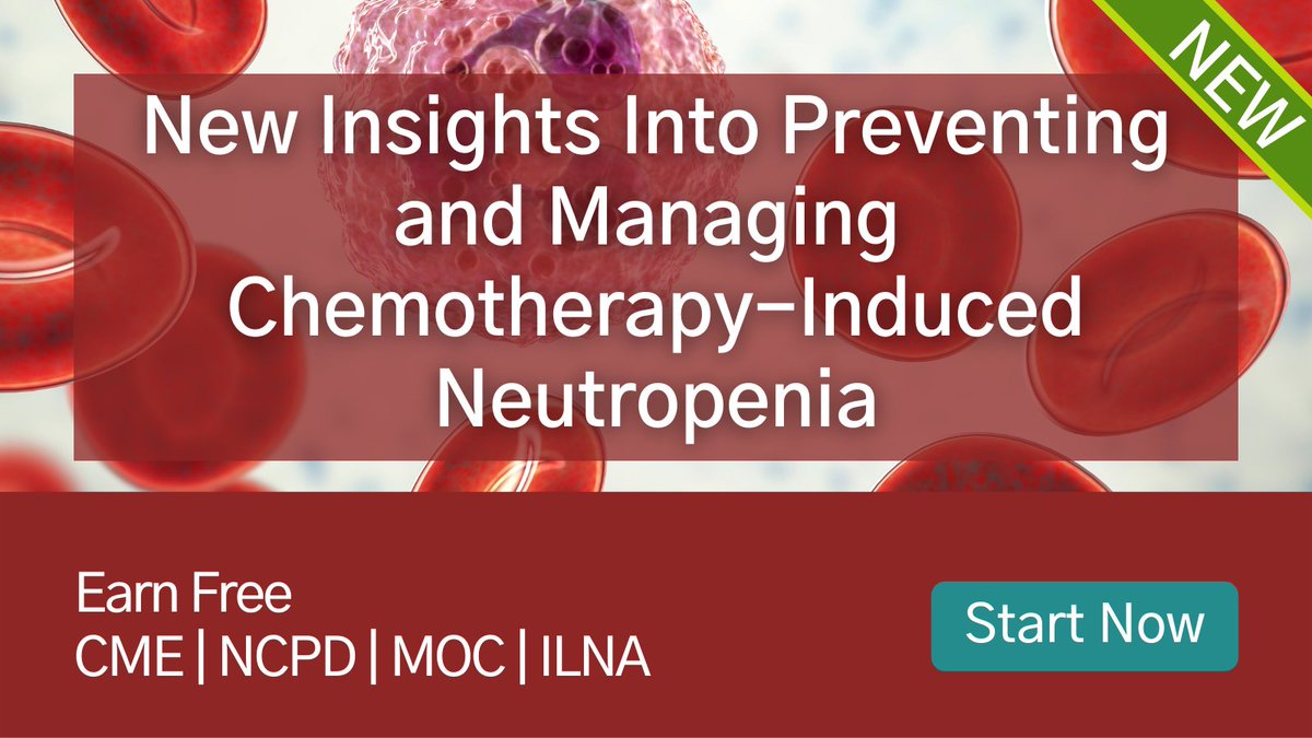 Check out this FREE #CME and #NCPD activity! Led by Gary H. Lyman, MD, <a href="/UniversityofWa6/">University of Washington</a> and Maura Abbott, PhD, <a href="/ColumbiaNursing/">Columbia Nursing</a> discover recent developments in the prevention, treatment, and management of chemotherapy-induced neutropenia. Start now: bit.ly/37XA19C