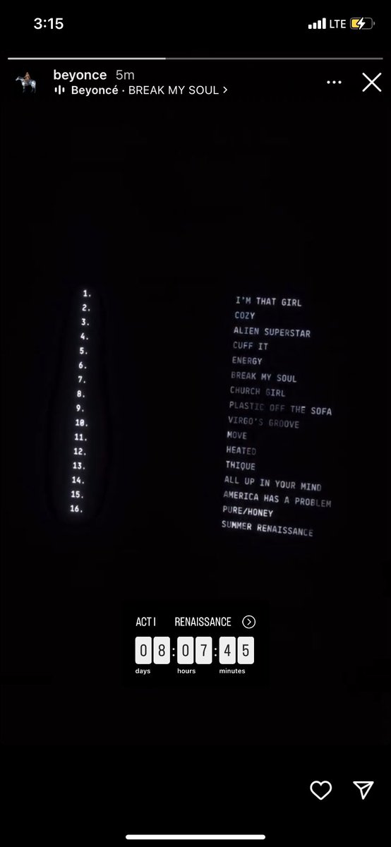 B7Album's tweet photo. BEYONCÉ HAS POSTED THE RENAISSANCE TRACKLIST https://t.co/SI2gMN3FnD