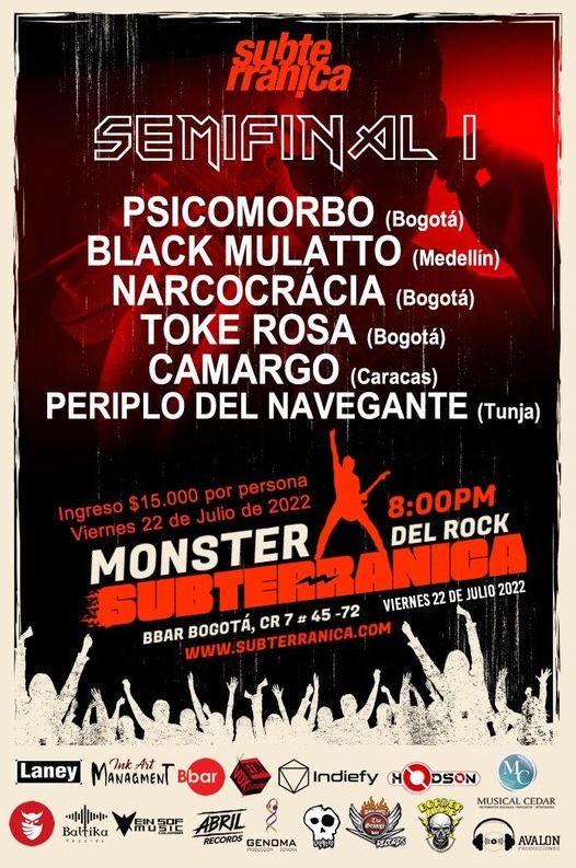 Este viernes 22 de julio en Bbar  estaremos en la semifinal del #MonsterOfRock2022 de <a href="/subterranica/">Subterránica</a>  allá nos vemos #Morbosos