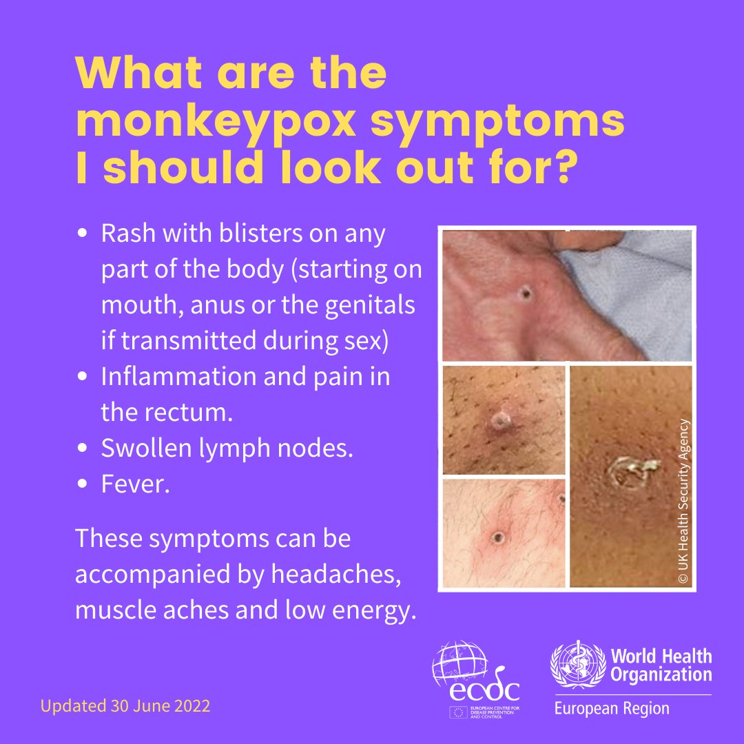 NJDeptofHealth's tweet photo. I might have monkeypox, what should I do?
•Contact your healthcare provider right away!
•Avoid close contact with others, including sexual contact.
•Isolate in your home away from those you live with, including pets.
Visit https://t.co/XDSs1lEoz5 for more information https://t.co/J6l7jKztw2