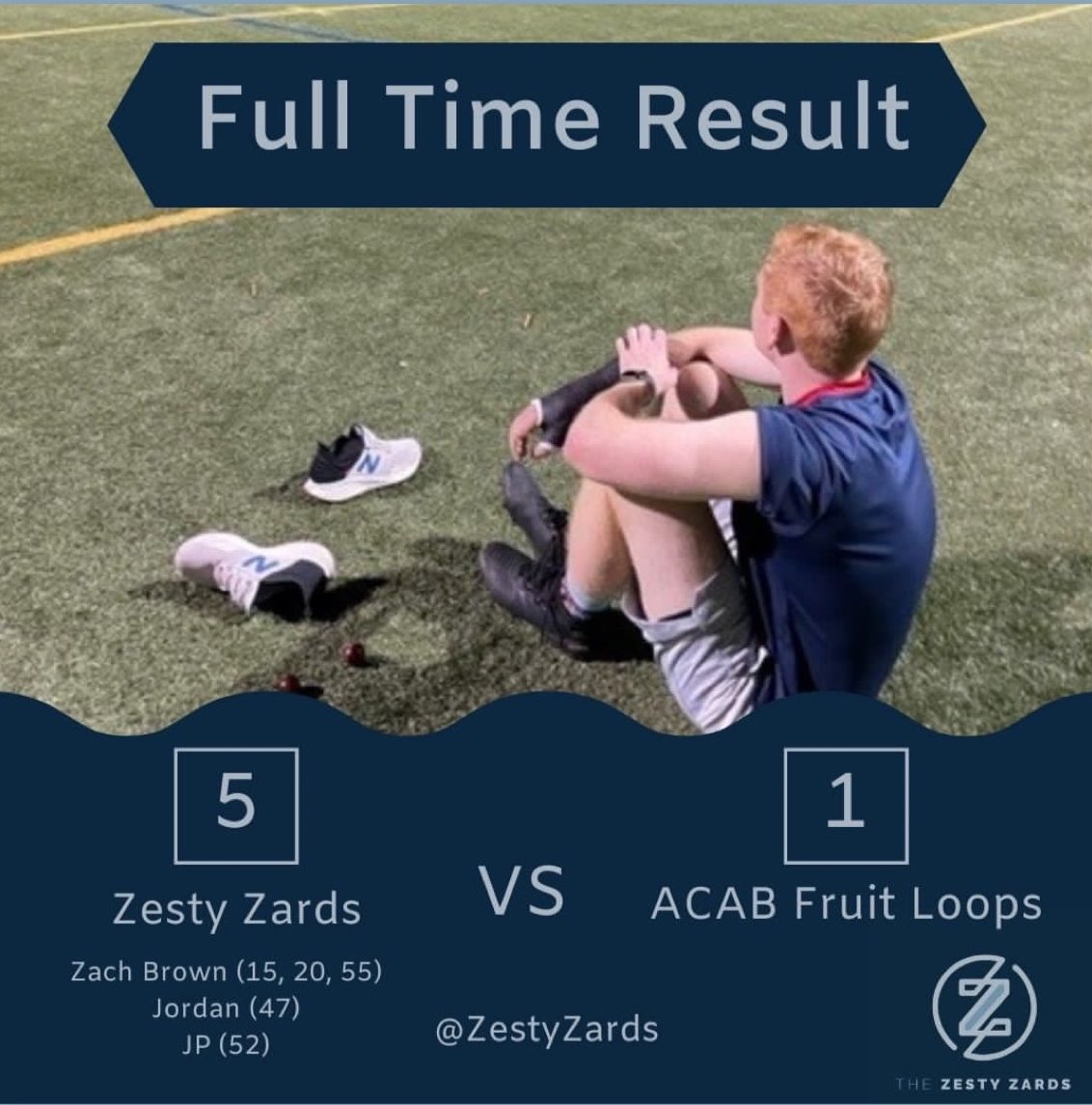 Hat Trick for ZB as we put one in the win column. Backs against the wall but we kept it #zesty