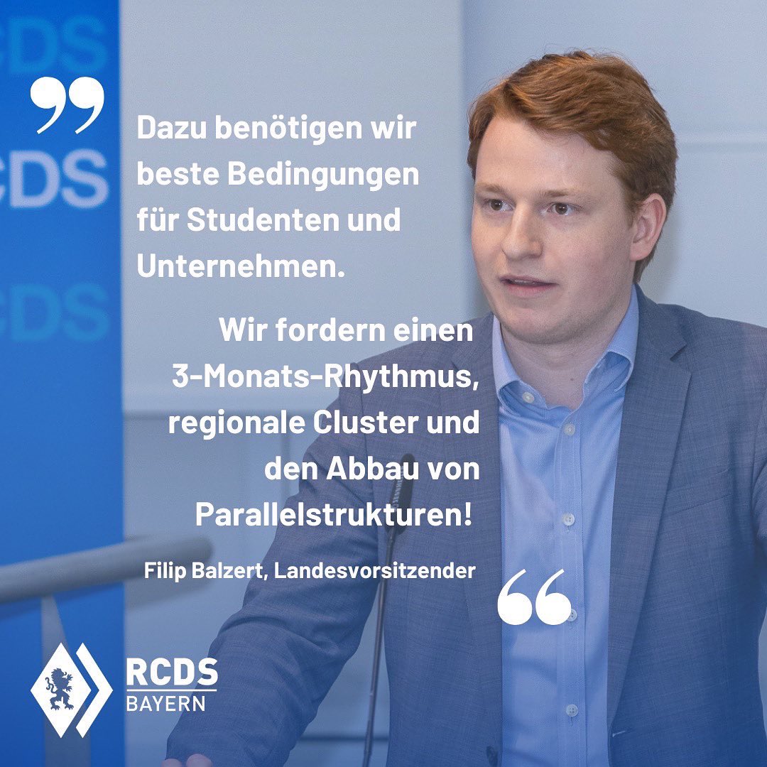 #Ausbildung &amp; #Studium sind gleichermaßen wichtig für junge Menschen in #Bayern! 🦁🔷

Der <a href="/RCDSBayern/">RCDS in Bayern e.V.</a> fordert fürs #DualeStudium

🗓 3-Monats-Rhythmus
⚙️ regionale Cluster
📉 Abbau von Parallelstrukturen

Bayern soll auch beim Dualen Studium die Spitze Deutschlands erobern! 🚀