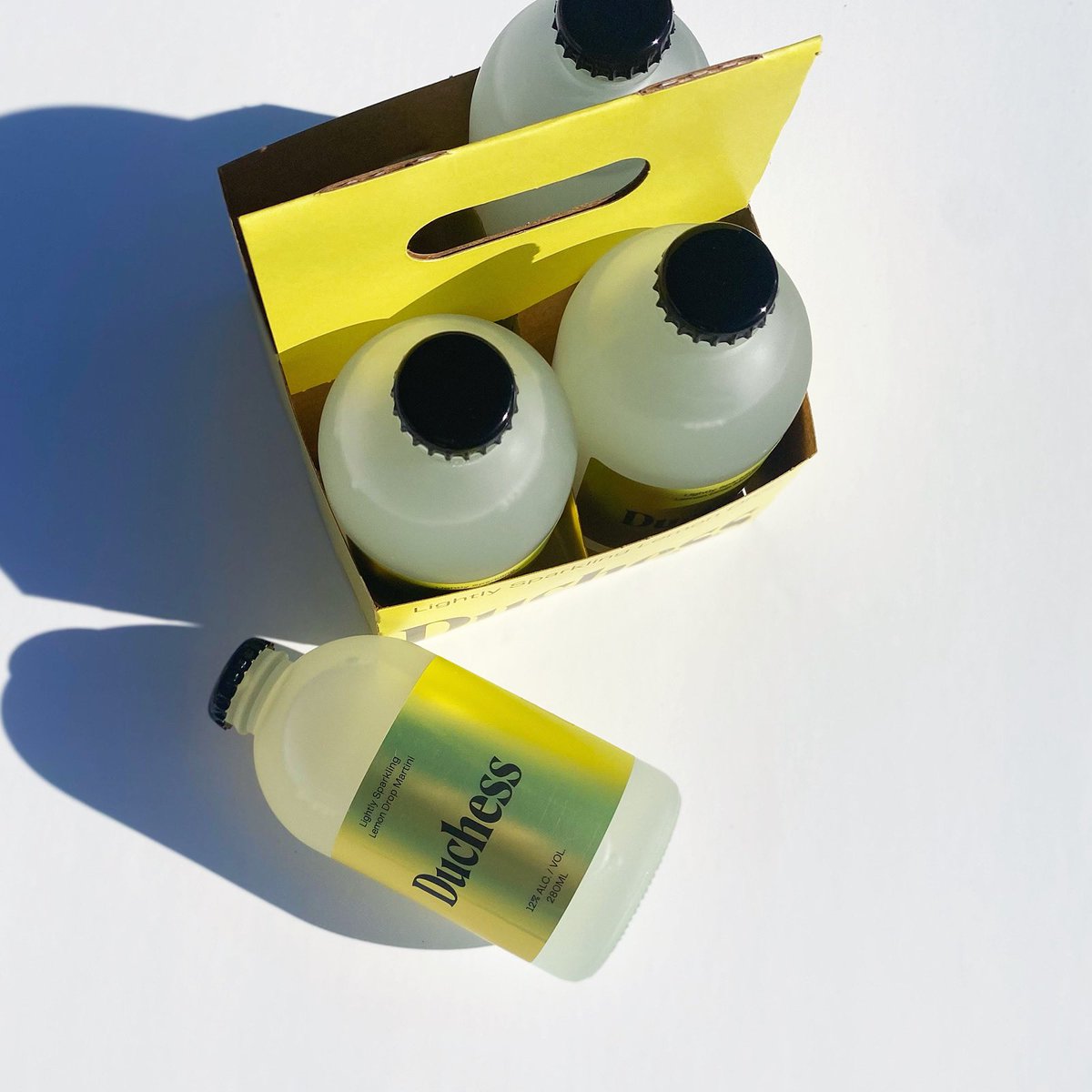 Duchess Lemon Drops dressed in a limited edition metallic label 🍋✨ 

Made with real lemon juice, carbonated water, vodka, and natural orange flavoring — not sweet &amp; very refreshing! Now available at Duchesscocktails.com