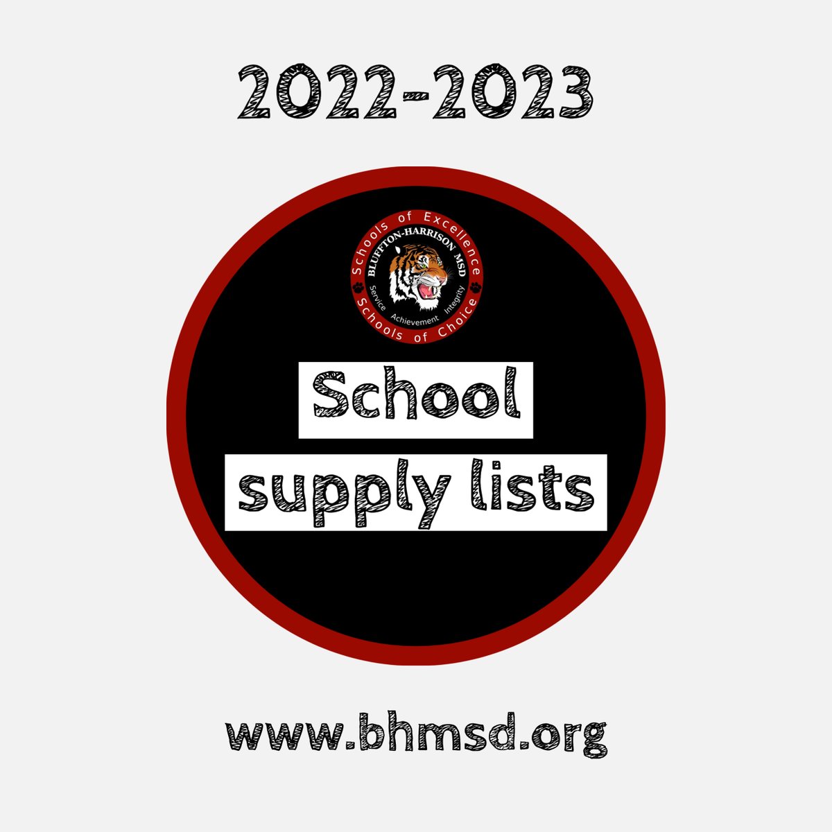 BHMSDnews's tweet photo. The first student day for 2022-2023 is in three weeks — Wednesday, Aug. 10. Are you ready? The elementary and middle school supply lists are available on BHMSD's website. #BHMSD #oneBluffton https://t.co/TRmzvlRWit