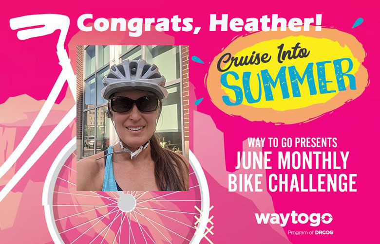 DRCOGorg's tweet photo. Congrats, Heather, for winning #WayToGo's June Monthly Bike Challenge! She won a bike helmet and tune-up from #ElevationCycles. "I use https://t.co/n5aMhOBvFW because I like the accountability for my physical and mental health," she said. @CitySheridanco #DRCOG #ColoradoBikeMonth https://t.co/o8jkmckEFZ