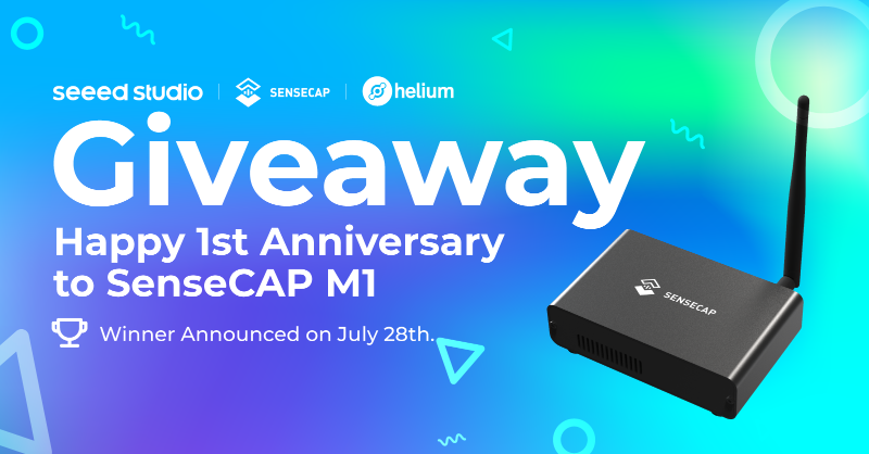 seeedstudio's tweet photo. 🤩 SenseCAP M1 is turning 2 this month! We'd like to celebrate it with a #giveaway. 

Rules
Like &amp; Retweet 
Follow @seeedstudio, @helium, @sensecapmx
Reply your IoT project ideas with #SenseCAP M1

Winner Announced on July 28th. 
Spoiler! More campaigns to come. Stay tuned.