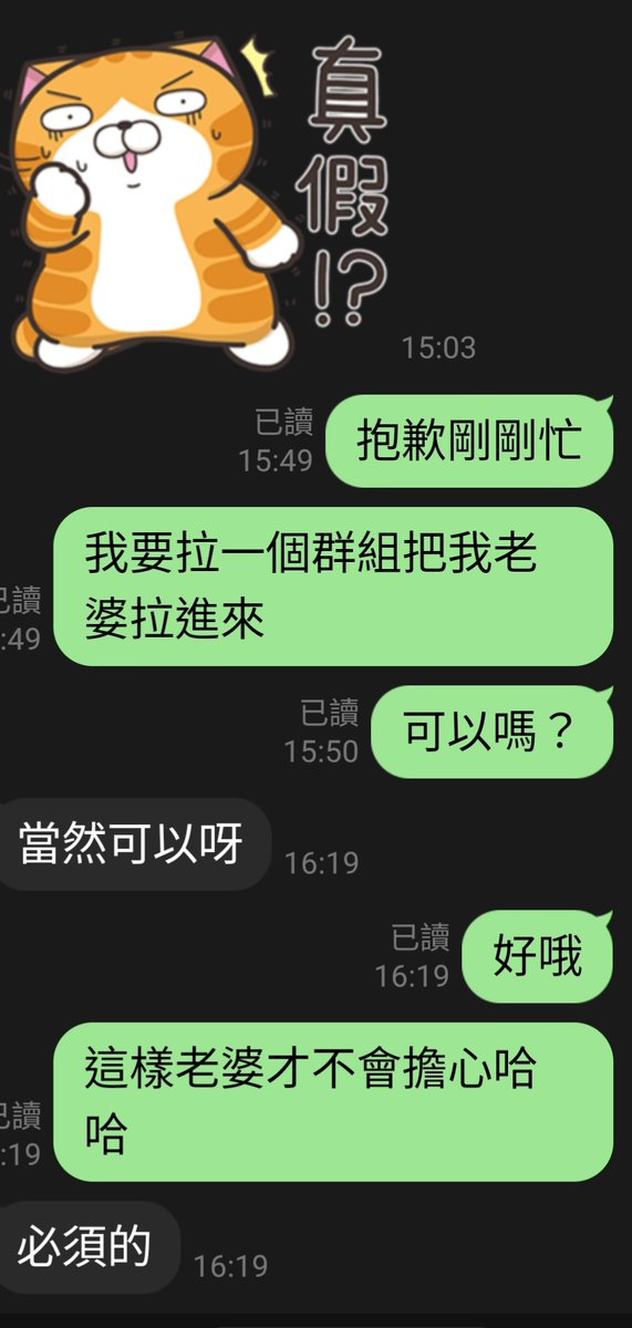 @sally528855 就算後來加line我也馬上提出希望能拉群避免老婆擔心，一切想想還好都有做好不破底線的原則 https://t.co/hERfjetEBA