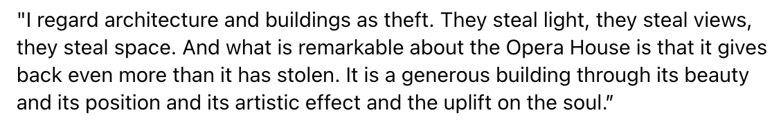 Reminded me of this quote from architect (and Kings of Convenience guitarist) Eirik Glambek Bøe (via <a href="/benmarshall75/">Ben Marshall</a>) #livingcities22
