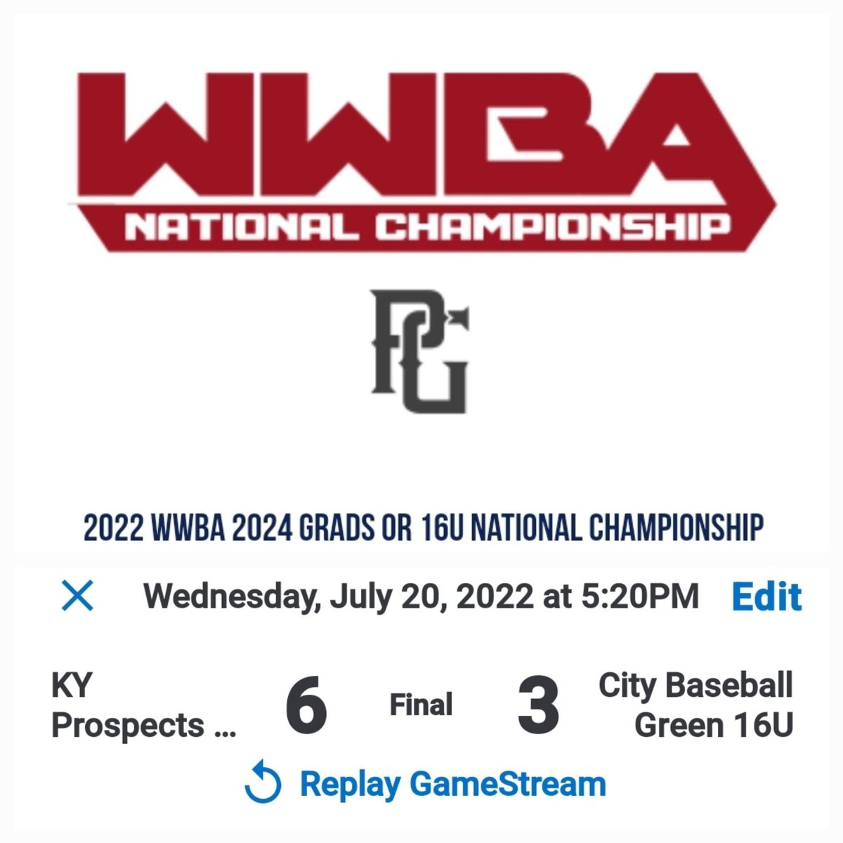Our @16uDonald won in extras.

<a href="/zmoss1015/">Zach Moss</a> (<a href="/UKBaseball/">Kentucky Baseball</a> commit) (W) 2.1IP 1H 0R 1K
<a href="/miller_green_3/">Miller Green</a> 5.2IP 9K
1H 1RBI 1R 1SB
<a href="/east_levin/">levineast</a> 2H 2B 1R 2RBI 2SB
<a href="/WillStrode2024/">Will strode</a> 2H 2B 3R 
<a href="/_trevorwatkins_/">Trevor Watkins</a> 2H
<a href="/JJThompson2242/">JJ Thompson</a> 1H 1R 1RBI 
<a href="/drake643_dp/">Drake</a> 1H 1RBI

#WINANDADVANCE
#WWBA