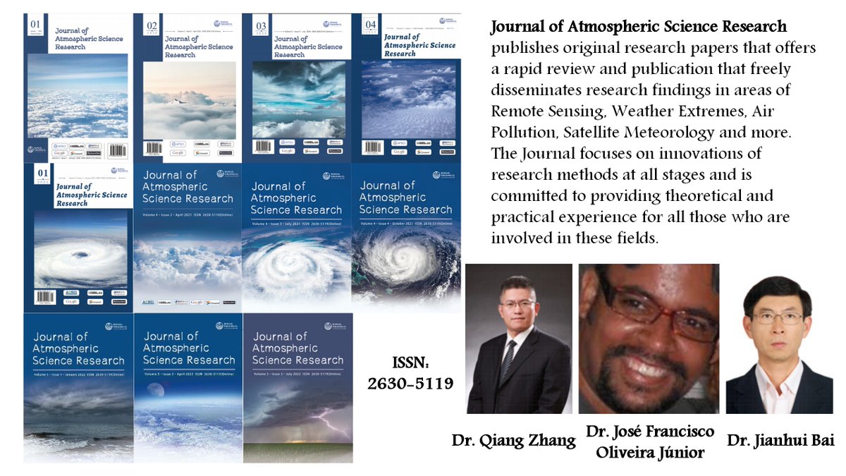 bilingual_pub's tweet image. Journal of Atmospheric Science Research focuses on innovations of research methods at all stages and is committed to providing theoretical and practical experience for all those who are involved in these fields.
#RemoteSensing #ClimateDynamics
Read more: bit.ly/3ygX0pe