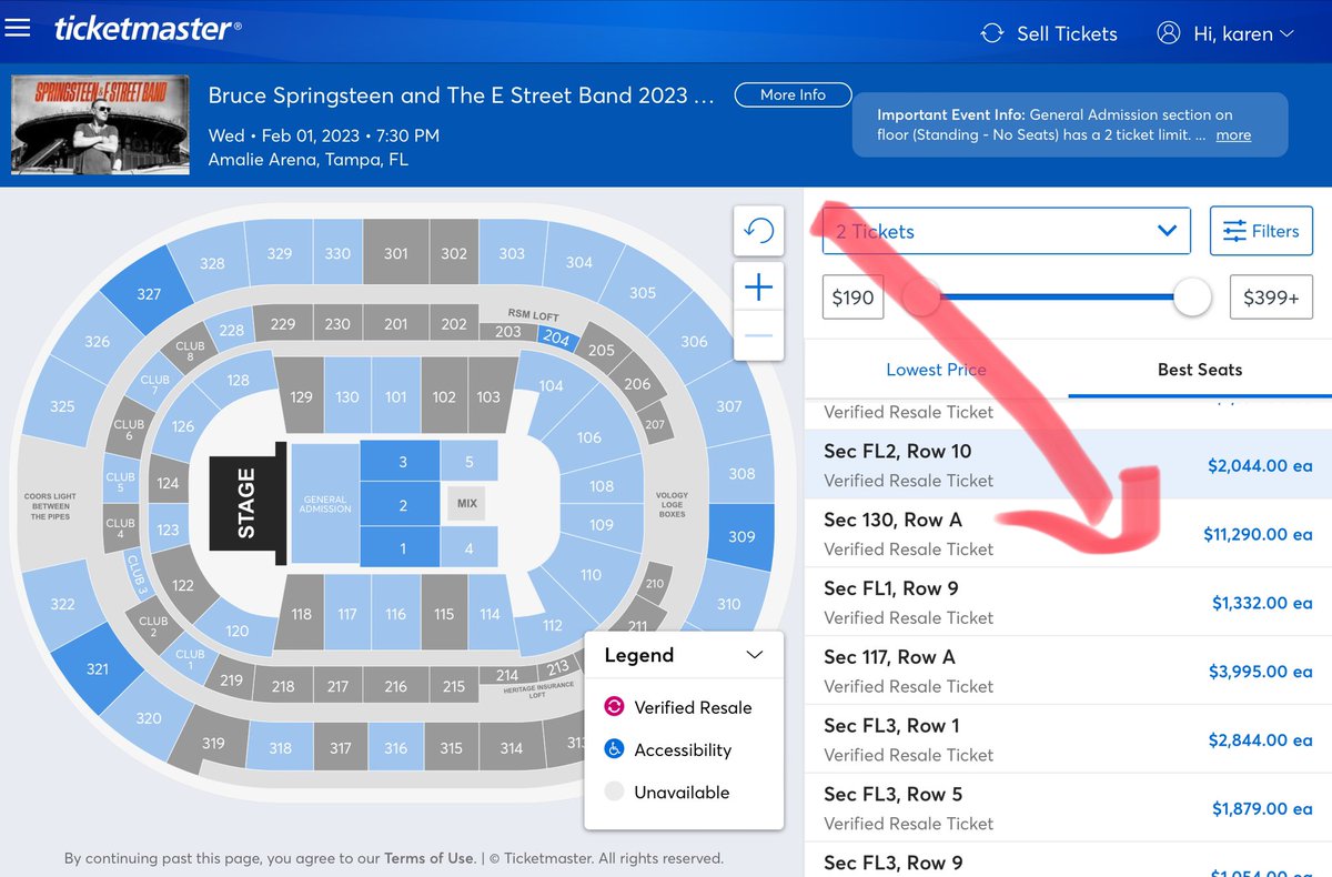 <a href="/springsteen/">Bruce Springsteen</a> Hate to say it Bruce, but no one is worth this! Not even you