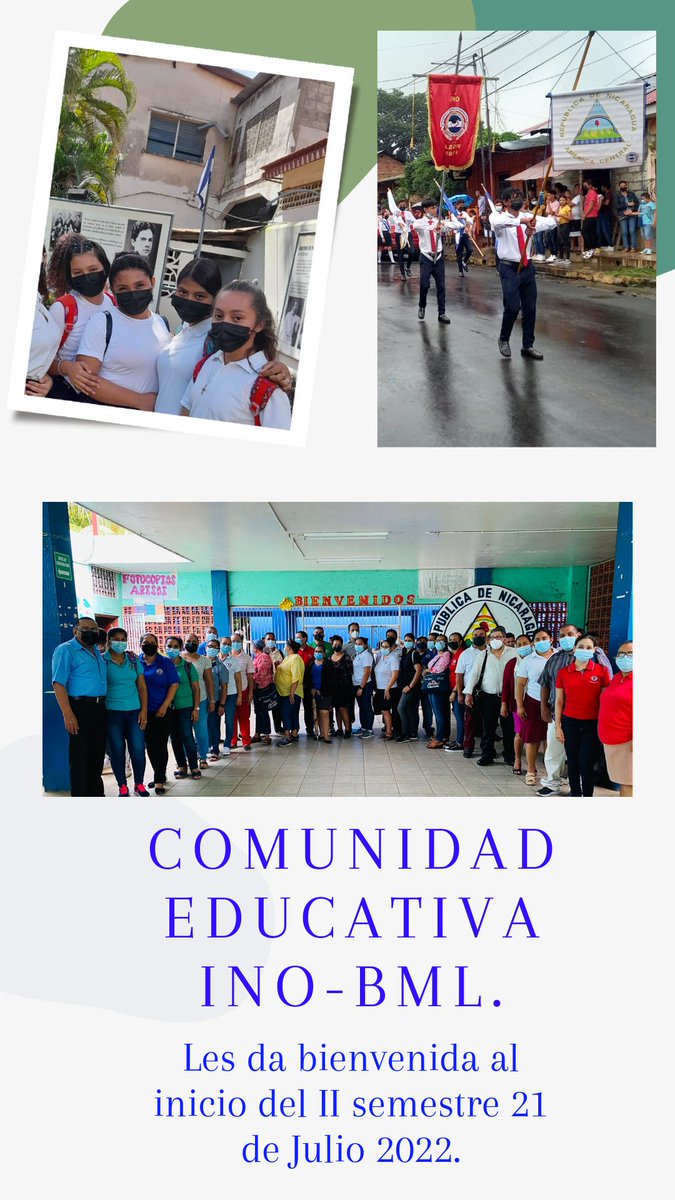INOBML1's tweet photo. #EnvictoriaseducativasporgraciadeDios.
#CorazónsiemprerojoINOBML.
Nuestra comunidad Educativa les da la bienvenida al inicio del II Semestre de nuestras actividades académicas desde ya a seguir consolidando nuestros aprendizajes en los salones de clases. https://t.co/yAJrzkovad
