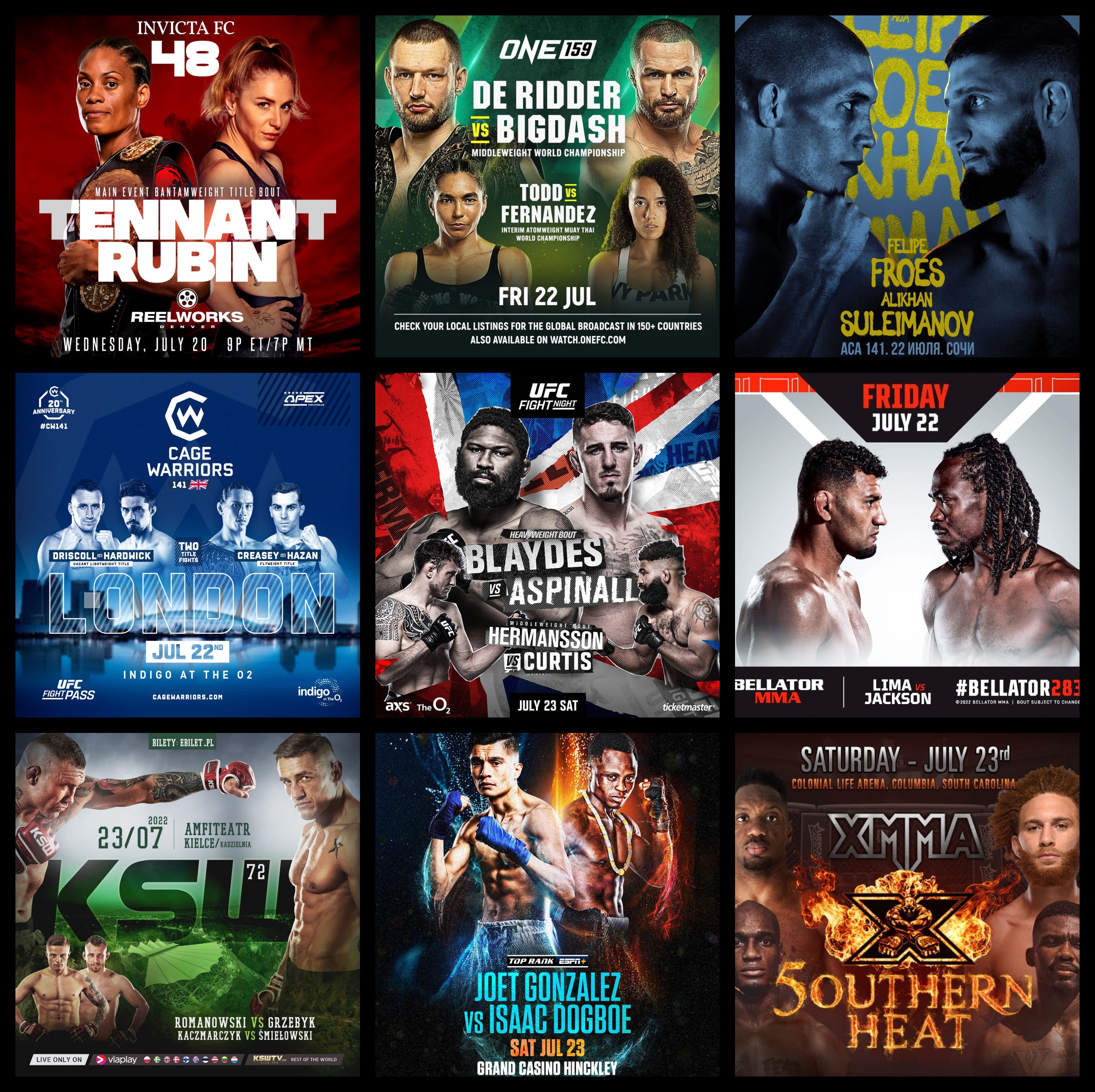 caposa on Twitter "Live Combat Sport Schedule 7/20 7/24 Complete