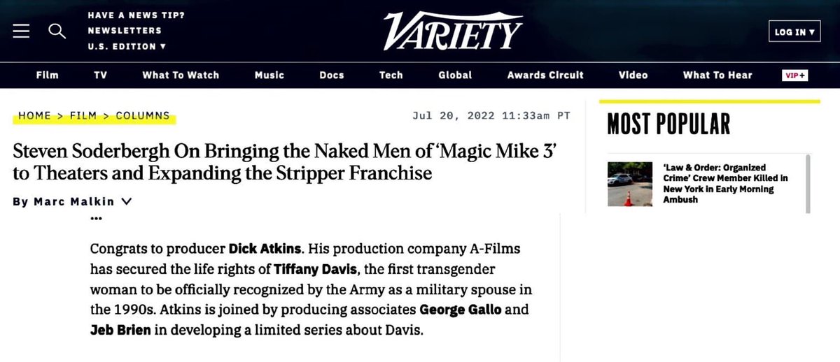 Thanks to Marc Malkin for the mention in Variety today of our great true transgender story "Don't Ask Tiffany"!
#DontAskTiffany #Variety <a href="/marcmalkin/">Marc Malkin</a> #transgender <a href="/clairemercuri/">Claire Mercuri</a> #GeorgeGallo <a href="/heyjeb/">jeb brien</a>