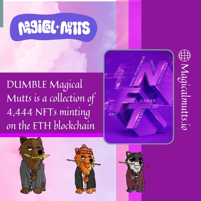 BnbBag's tweet photo. DumbleDAO uses funds from their online store to reward Magical Mutts Holders. Linktree: https://t.co/DhY3rSEYGI 🌠💲🌠 #DUMBLE #DumbleDAO $DUMBLE #DEX #BSC #BSCGems #NFT #CRYPTO #DeFi #RBXS #RBXSamurai  #NFTGiveaway #NFTraffle #NFTcontest https://t.co/SJmsDSpsZh