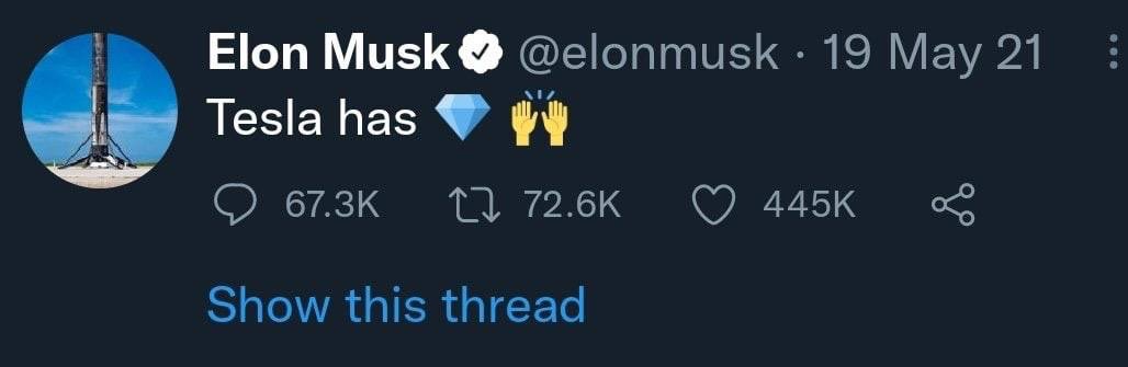 ⚡️<a href="/Tesla/">Tesla</a> has sold 75% of all its bitcoins

The sale added $936 million in cash to the balance.

Right now, the company can already redeem this FUD on the emotions and panic of the crowd, saying "thank you for taking it off." So it's not worth burying everything now.