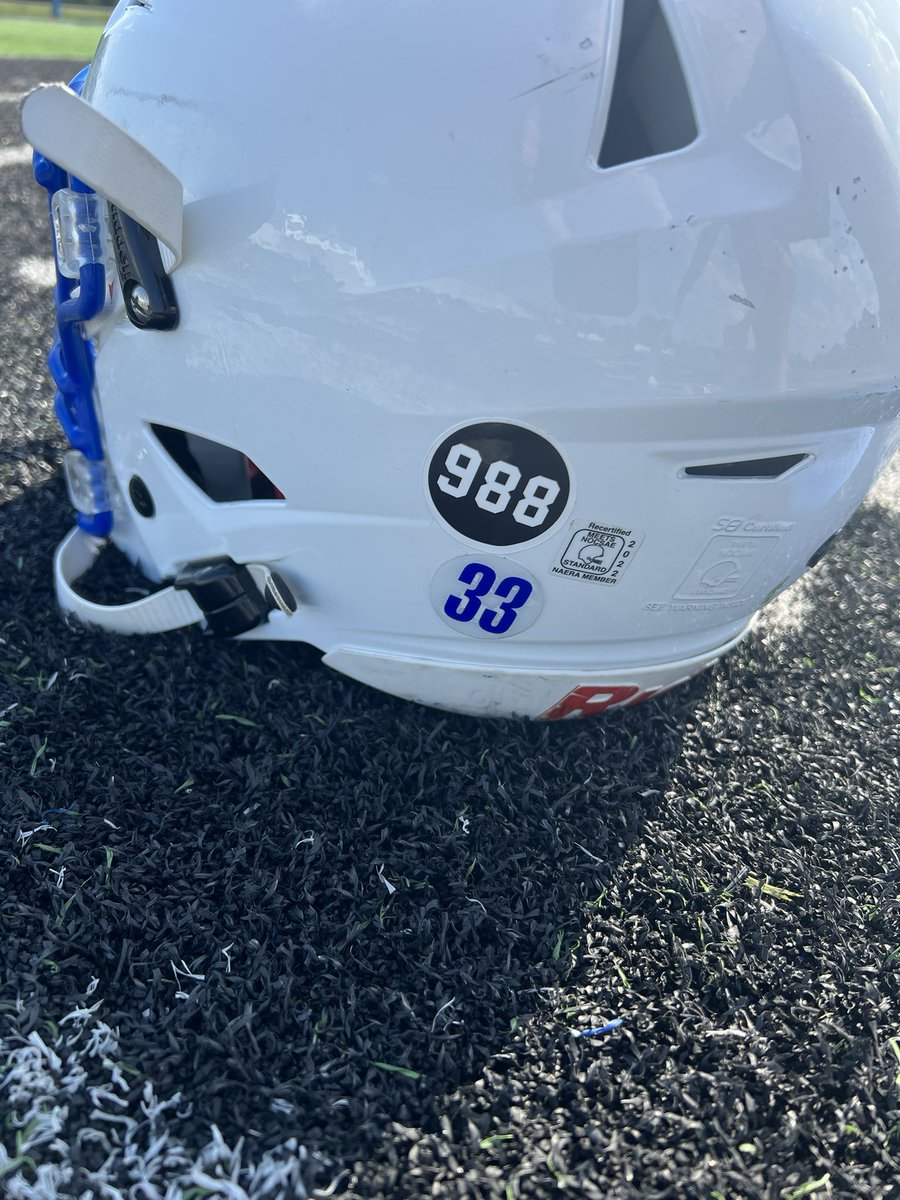 Today the team received the 988 stickers to wear this year. <a href="/988Initiative/">The 988 Initiative</a> is promoting the <a href="/988Lifeline/">988 Suicide & Crisis Lifeline</a> That became live Saturday. If you want to know ask! <a href="/XeniaAthletics/">Xenia Athletics</a> #🧱by🧱