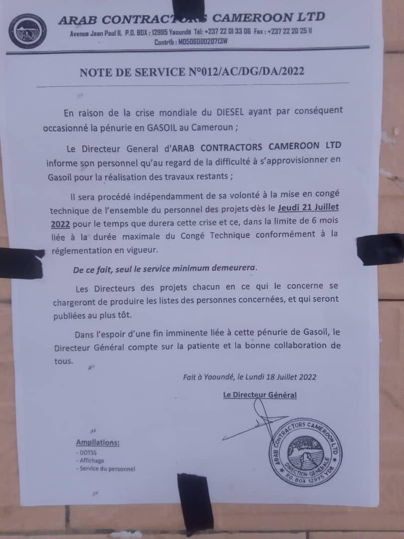 #penuerie de carburant la société Arab Contractor envoie son personnel en congé technique. Ça craint #oilshortage #Cameroon