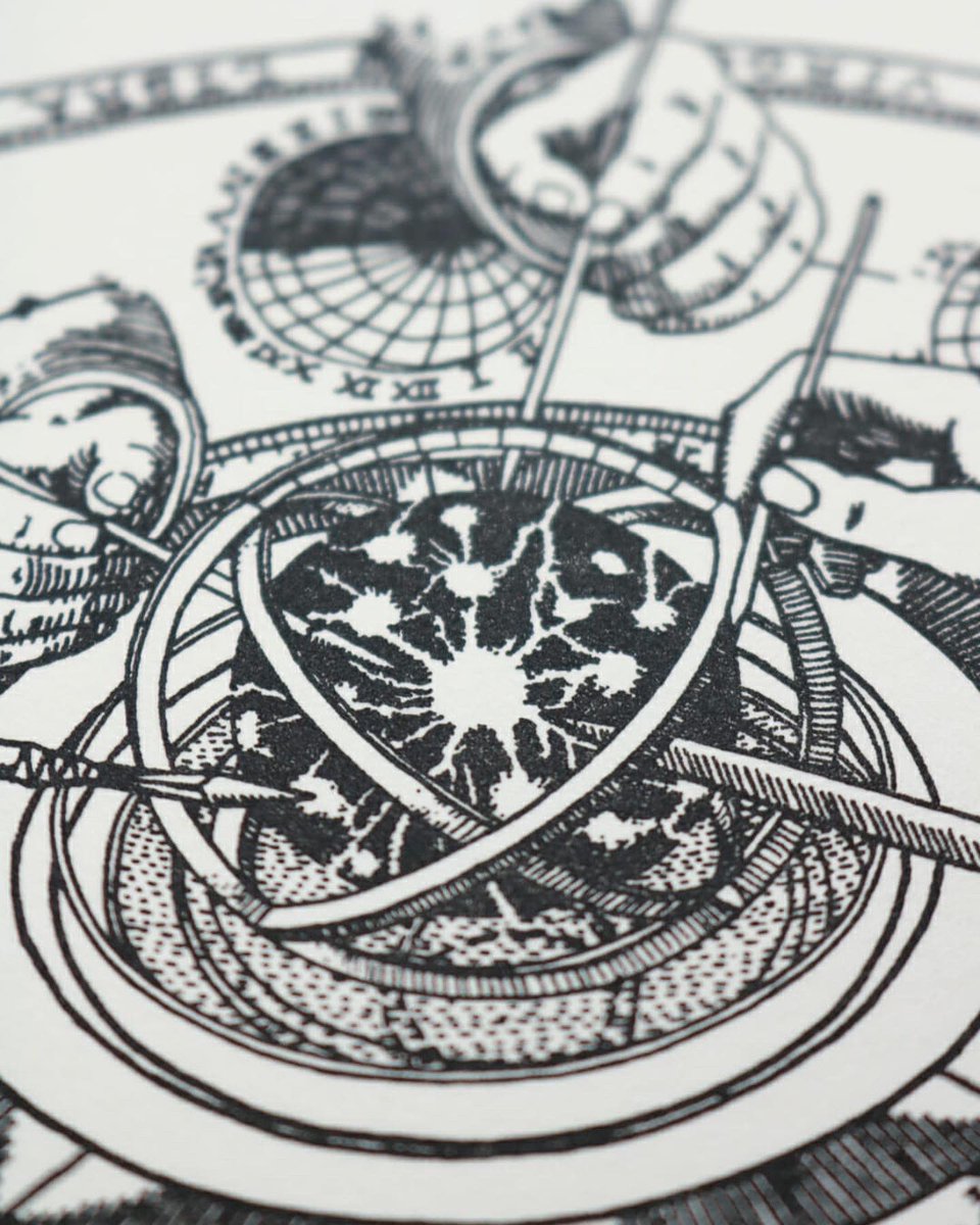 SparkBoxStudio's tweet image. Detail of “Solar Construction” #reliefprint by Kyle sparkboxstudio.com/product/relief…