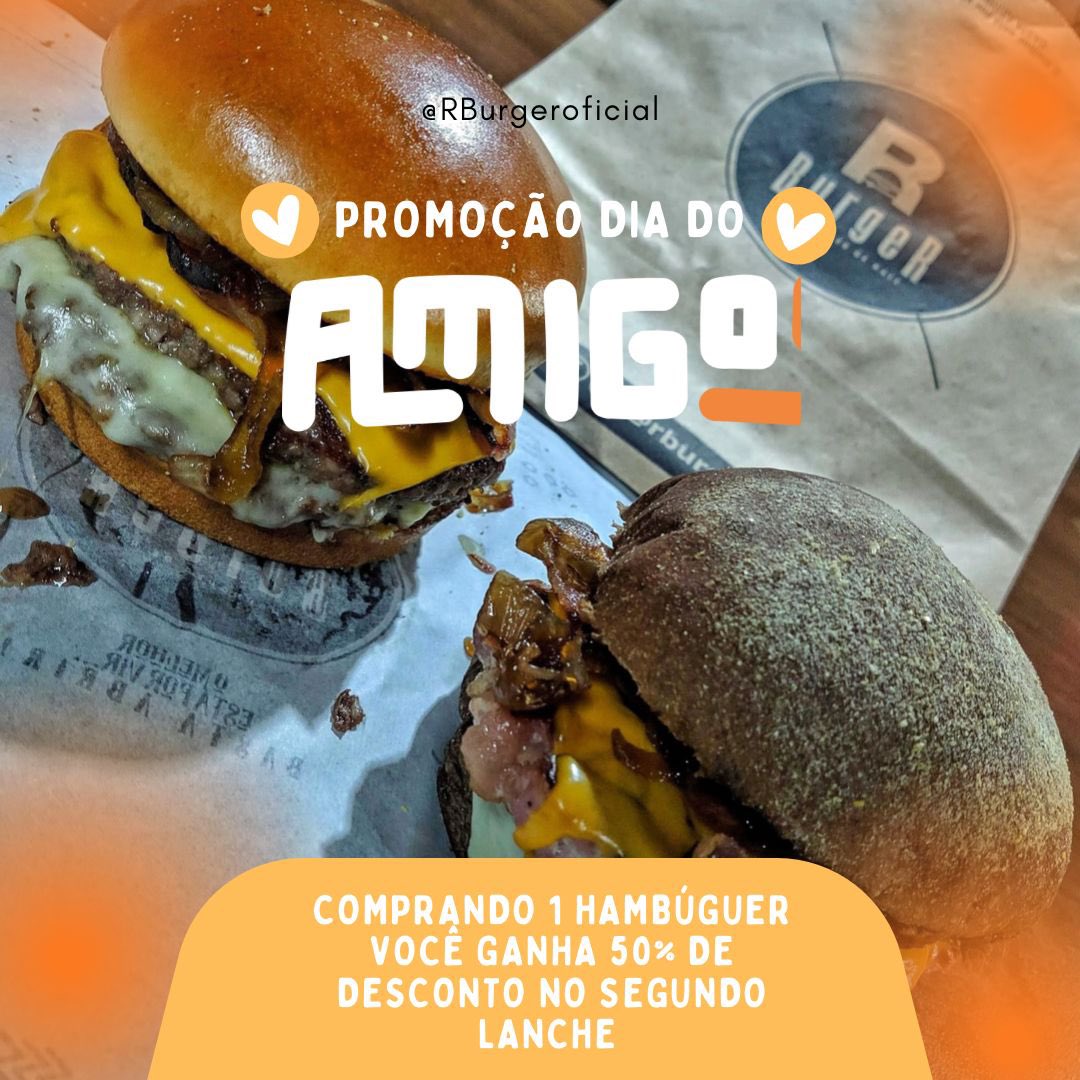 Hoje é dia do amigo! então, aproveite pra dividir um R Burger com seu ou sua grande amiga!!! menudino.com.br/rburgerartesan…