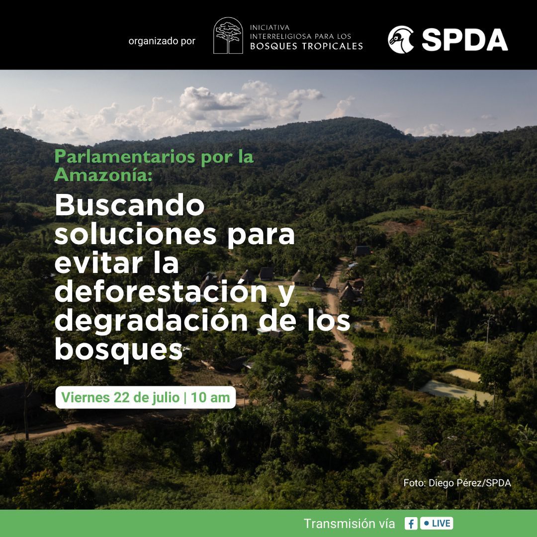 📣 Sé parte de la sesión de trabajo "Parlamentarios por una Amazonía Sostenible: Buscando soluciones para evitar la deforestación y degradación de los bosques", organizada por <a href="/iriperu/">IRI Perú</a> y la @spda_peru en marco del @pactoporlaamazonia.🌳

➡A través del FB live de IRI y la SPDA.
