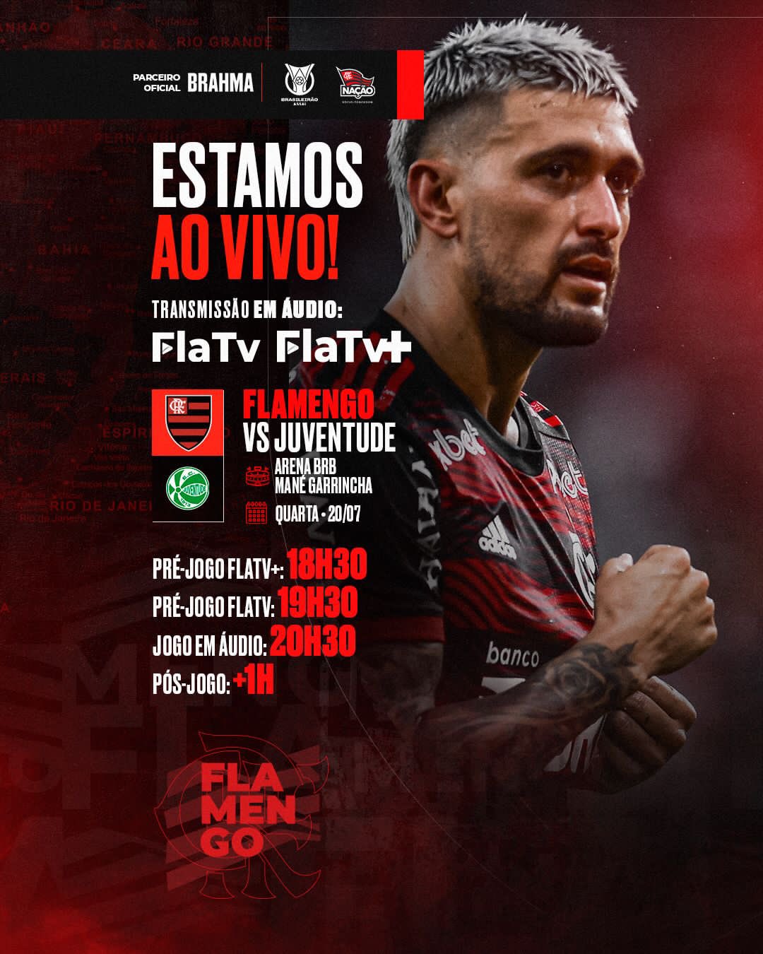 Flamengo on X: Alô, Nação! Daqui a pouco tem Mengão ao vivo na #FLATV! Vem  com a gente! O pré-jogo começa às 12h30! #ClubWC #OSonhoDaNação   / X