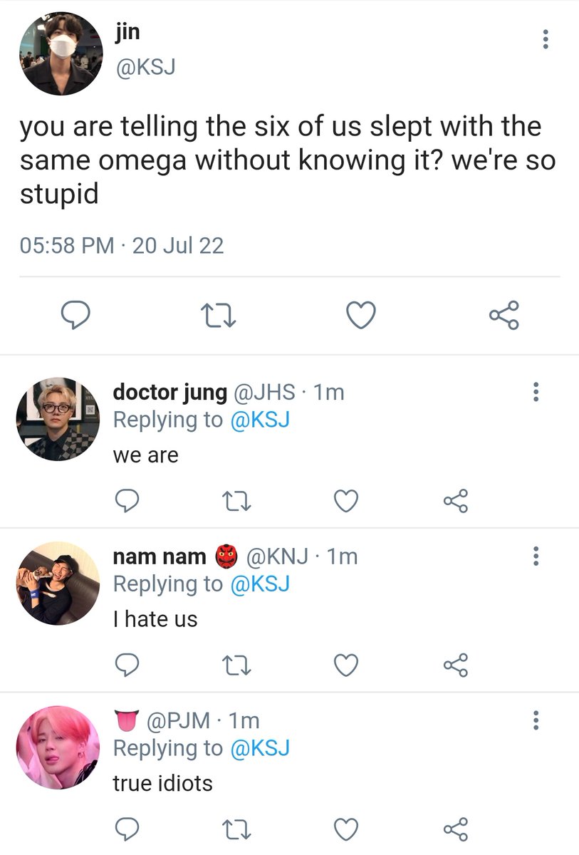 milfyoonie's tweet photo. ot7 au where yg is pregnant but he doesn't know who the father of his baby is.. so he comes back to seoul to find him, discovering all the alphas he slept with are part of the same pack https://t.co/ixS6H25Uy7