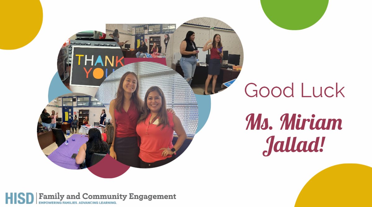 What a special six weeks it has been for @HISDFACE! We've had the honor of having Ms. Miriam Jallad as our intern! You will be missed😢.

We want to thank you for your #hardwork, #dedication and #professionalism! We know that you will have a successful future👏! 

#HISDIntern💪